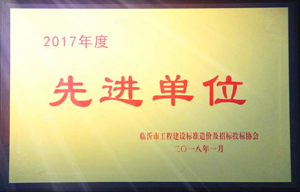 2017临沂市工程建设标准造价及招标投标协会先进单位